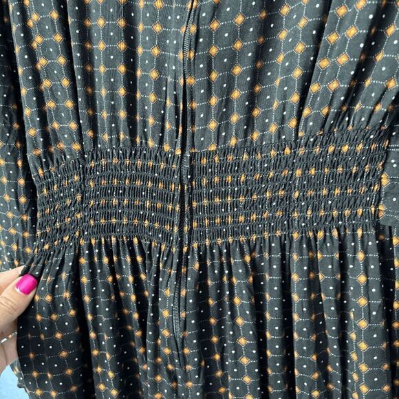 Vintage Karin Stevens Petite Long Sleeve Dress Smocked Waist Cuffed Pleated 4P - Picture 9 of 9